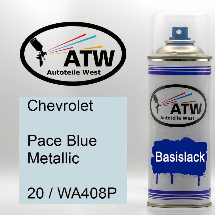 Chevrolet, Pace Blue Metallic, 20 / WA408P: 400ml Sprühdose, von ATW Autoteile West.